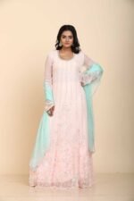 Light pink Georgette Anarkali With Multicolored Sequins