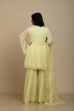 Elegant Lemon Georgette Peplum Sharara Set
