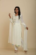 Elegant Off-White Georgette Kurta Set with Chid Work