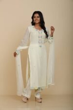 Elegant Off-White Georgette Kurta Set with Chid Work
