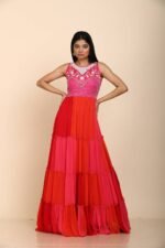 Multicolour Georgette Gown with Sequins Design