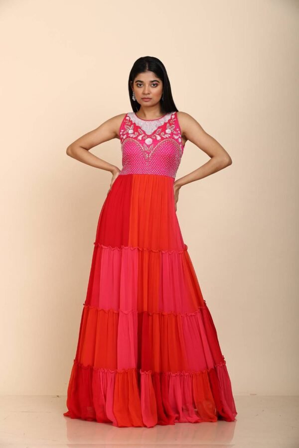 Multicolour Georgette Gown with Sequins Design