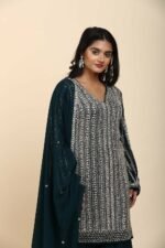 Blue Georgette Sharara with metal sequins work