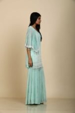 Ferozi Georgette Top Palazzo with Short Shrug & Embroidery