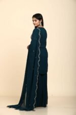 Blue Georgette Sharara with Golden Sequins Work