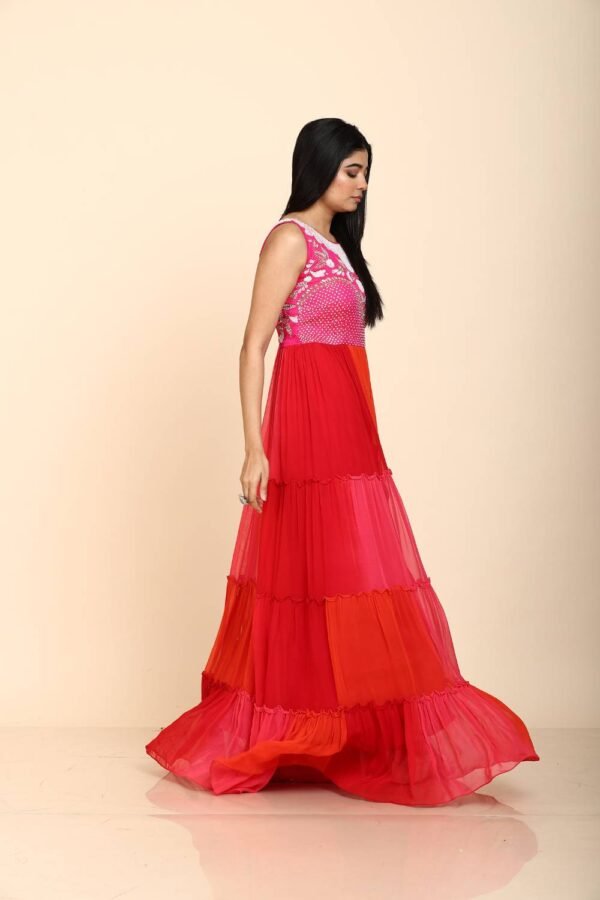 Multicolour Georgette Gown with Sequins Design