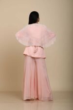 Peach Pink Top with Attached Shrug and Moti Work