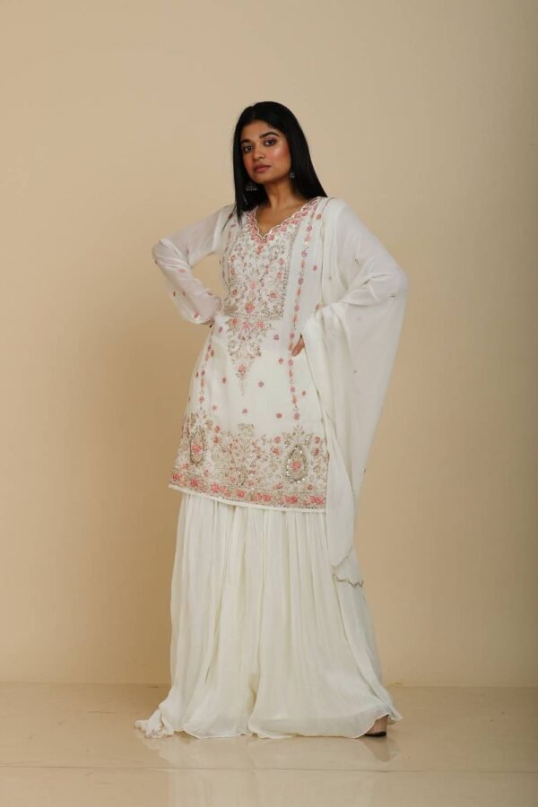 Off White Sharara with Sequins and Thread Work
