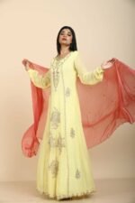 Elegant Lemon Yellow Anarkali Suit with Zari Work