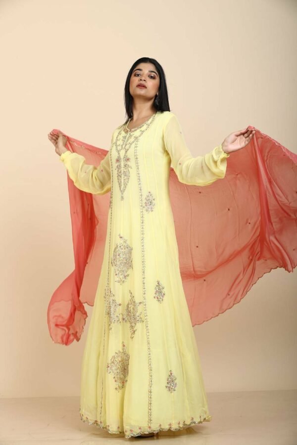 Elegant Lemon Yellow Anarkali Suit with Zari Work