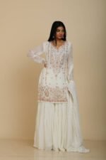 Off White Sharara with Sequins and Thread Work