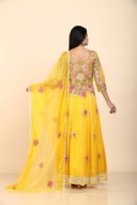 Floral Yellow Organza Anarkali Suit