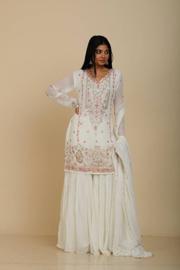Off White Sharara with Sequins and Thread Work