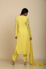 Yellow Georgette Kurta Set with Pant and Dupatta