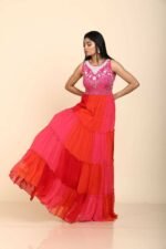 Multicolour Georgette Gown with Sequins Design