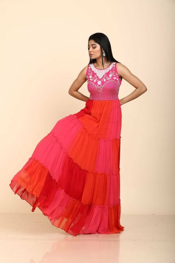 Multicolour Georgette Gown with Sequins Design