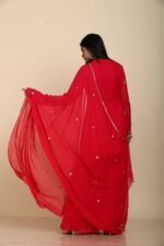 Rani Georgette Sharara with Front Slit and Moti Embroidery