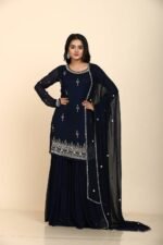 Blue Sharara with Cutdana Moti Work