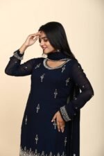 Blue Sharara with Cutdana Moti Work