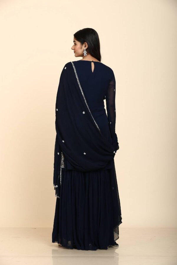 Blue Sharara with Cutdana Moti Work