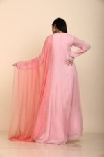 Pink Anarkali with colourful sequins embroidery work