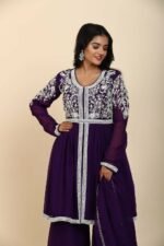 Elegant Purple Sharara Suit with Organza Peplum