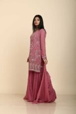 Purple Plum Sharara with Mirror Work