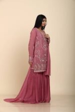 Purple Plum Sharara with Mirror Work