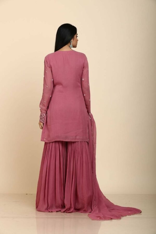Purple Plum Sharara with Mirror Work