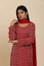 Red Heavy Embroidery Moti Work Sharara Set