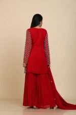 Red Heavy Embroidery Moti Work Sharara Set