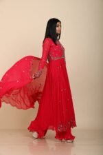 Rani Georgette Moti Work Kurta with Kalidar Palazzo