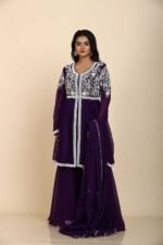 Elegant Purple Sharara Suit with Organza Peplum
