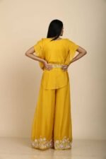 Chic Yellow Top with Palazzo Set in Organza