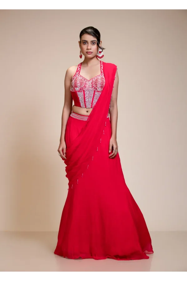 Rani Drape Saree with Embroidered Corset Blouse