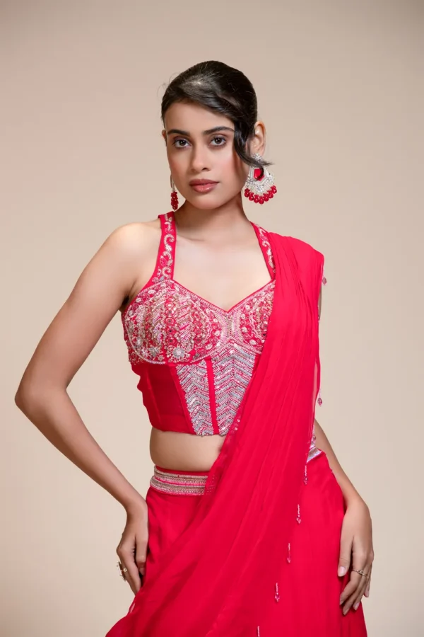 Rani Drape Saree with Embroidered Corset Blouse