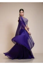 Royal Purple Mermaid Skirt with Embellished Crop-Top & Cape