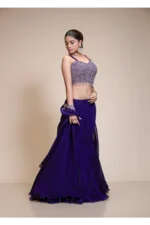 Royal Purple Mermaid Skirt with Embellished Crop-Top & Cape