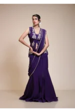 Violet Drape Saree with Embroidered Peplum Top