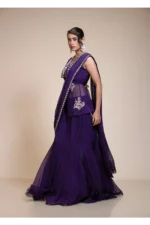 Violet Drape Saree with Embroidered Peplum Top