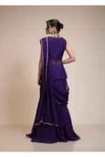 Violet Drape Saree with Embroidered Peplum Top