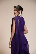 Violet Drape Saree with Embroidered Peplum Top