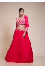 Rani Pink Embroidered Lehenga With Scalloped Collar Blouse