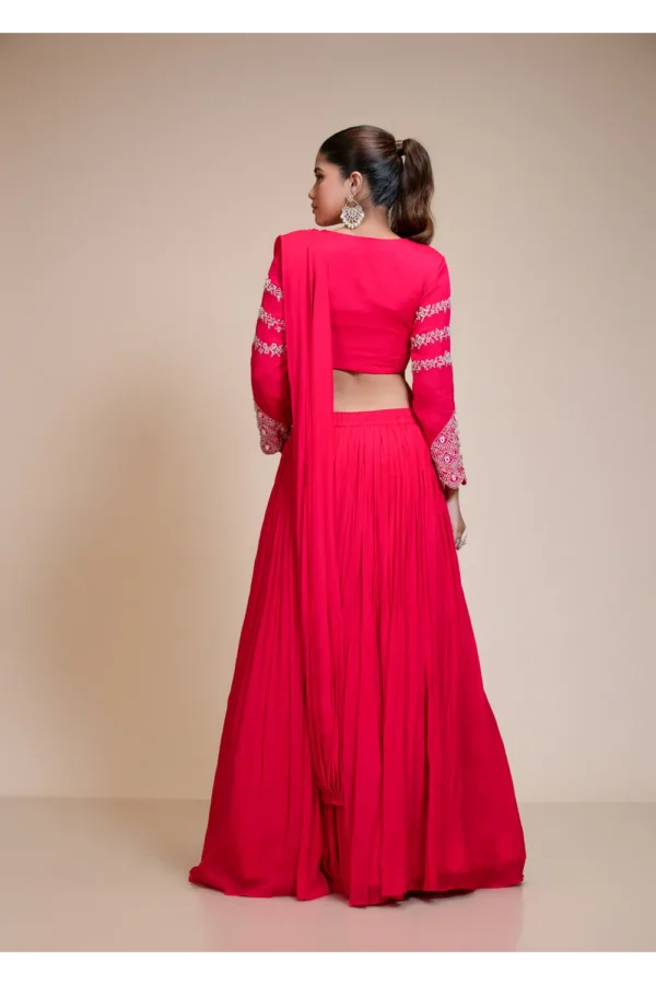 Rani Pink Embroidered Lehenga With Scalloped Collar Blouse