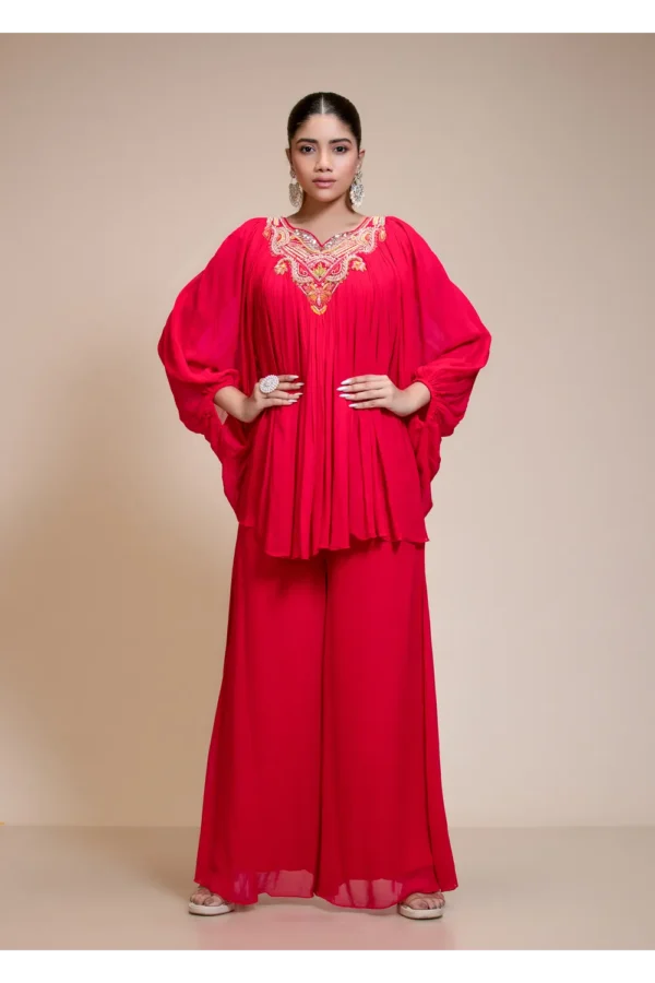 Rani Pink Palazzo Set With Embroidered Butterfly Sleeves