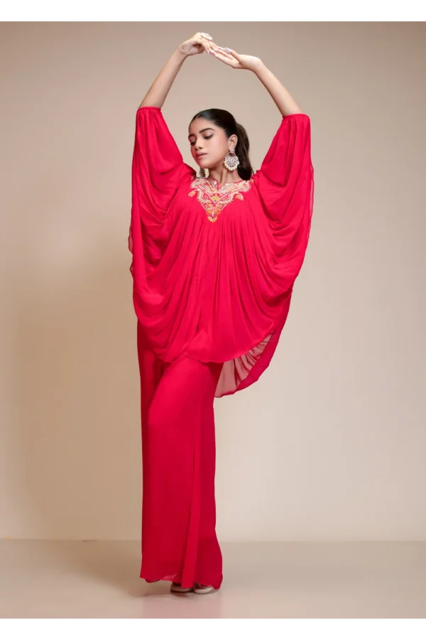 Rani Pink Palazzo Set With Embroidered Butterfly Sleeves