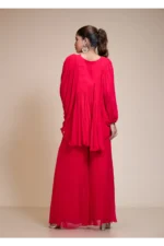 Rani Pink Palazzo Set With Embroidered Butterfly Sleeves