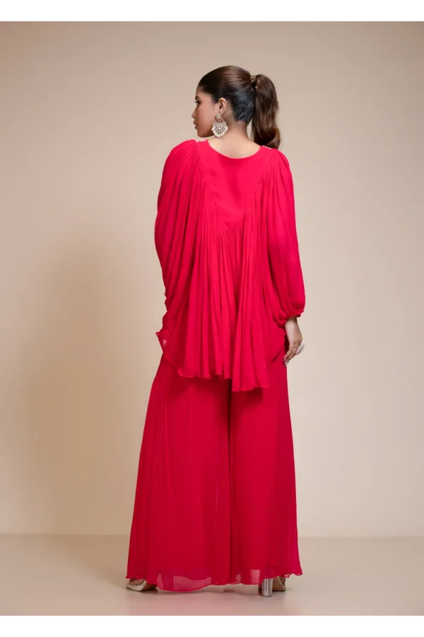 Rani Pink Palazzo Set With Embroidered Butterfly Sleeves