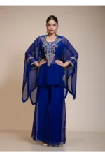 Royal Blue Kaftan Tunic & Embroidered Palazzo Ensemble
