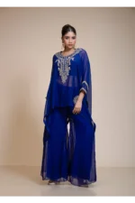 Royal Blue Kaftan Tunic & Embroidered Palazzo Ensemble